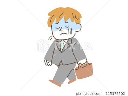 一個商人在痛苦中行走的插圖 115372502