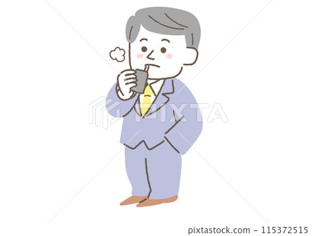 男性上班族吸電子煙休息的插圖 115372515