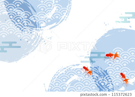 Goldfish Japanese pattern watercolor background Goldfish Japanese pattern watercolor background 115372623