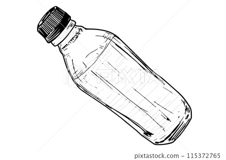 Plastic bottle with mineral water doodle engraved vector illustration. 115372765
