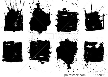 Abstract Brushstroke Vector Shape Set: Grunge Square Elements for Vintage Designs. 115372895