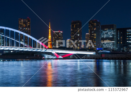 Tokyo night view: Kachidoki, Tokyo Tower area 115372967