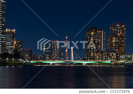 Tokyo night view: Kachidoki, Tokyo Skytree area Tokyo night view: Kachidoki, Tokyo Skytree area 115372976
