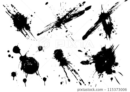 Ink Splatter Vector Set: Dynamic Black and White Patterns. 115373006