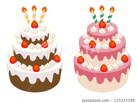 帶有大量草莓的三層蛋糕的向量圖 帶有大量草莓的三層蛋糕的向量圖 115373199