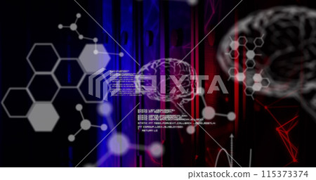 Image of scientific data and brains over servers 115373374