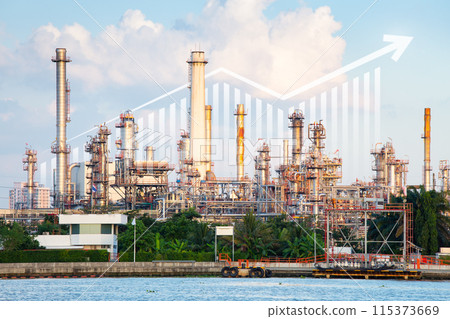 Oil gas refinery or petrochemical plant with business concept. 115373669