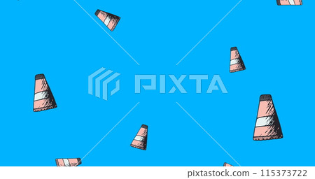 Image of make up cream icons over blue background 115373722