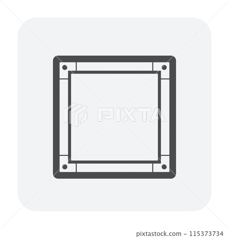 Square box straight duct length vector icon, part for distributing supplying hot cold air. Square box straight duct length vector icon, part for distributing supplying hot cold air. 115373734