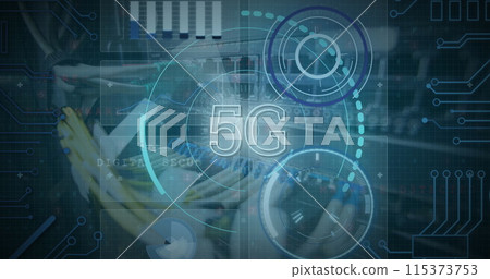 Image of 5g diverse data processing on digital screen Image of 5g diverse data processing on digital screen 115373753