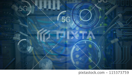 Image of 5g and data processing over computer wires Image of 5g and data processing over computer wires 115373759