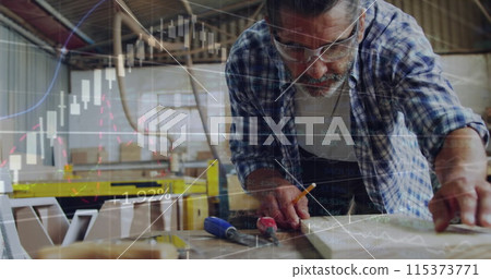 Image of statistics and data processing on grey background Image of statistics and data processing on grey background 115373771