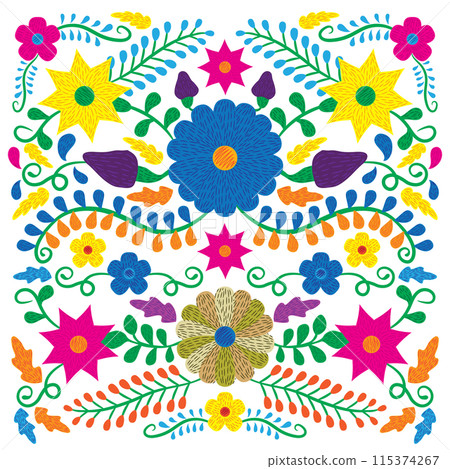 Traditional Mexican flower embroidery vector illustration design Traditional Mexican flower embroidery vector illustration design 115374267