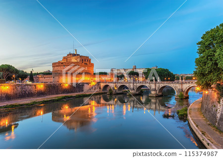 Rome Vatican Italy night city skyline at Castel Sant'Angelo Rome Vatican Italy night city skyline at Castel Sant'Angelo 115374987