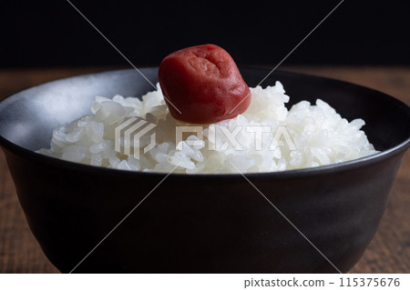 Pickled plum and rice Japanese food 115375676