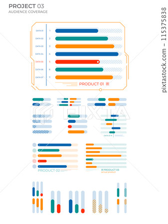 Modern business elements charts in color. Vector illustration. 115375838