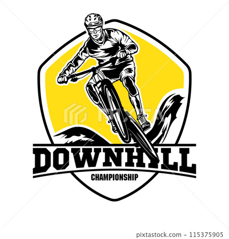 Mountain bike downhill race extreme sport vector illustration, perfect for t shirt design Mountain bike downhill race extreme sport vector illustration, perfect for t shirt design 115375905