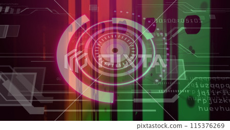 Image of scope scanning with data processing over server room 115376269
