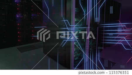 Image of connections and data processing over computer servers 115376351