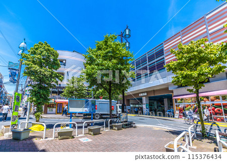 Kawasaki cityscape in June, Japan. View of Tokyu Railway's Shin-Maruko Station and other areas. Kawasaki cityscape in June, Japan. View of Tokyu Railway's Shin-Maruko Station and other areas. 115376434