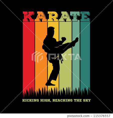 Karate Martial Art vector illustration retro style for t shirt design Karate Martial Art vector illustration retro style for t shirt design 115376557