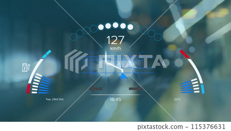 Image of security padlock and data processing over navy background 115376631