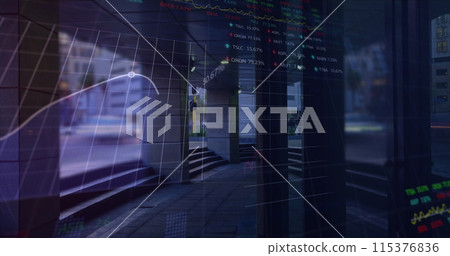 Image of data processing over cityscape Image of data processing over cityscape 115376836