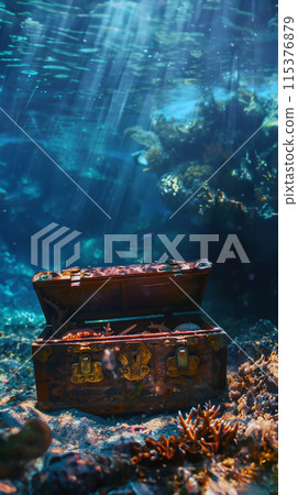沉入海底的寶箱AI影像 115376879