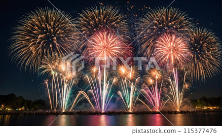 Bright festive fireworks 115377476