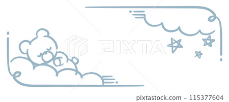 熊和星星框架。夢川，少女柔和色調插畫素材。向量插圖材料。 115377604
