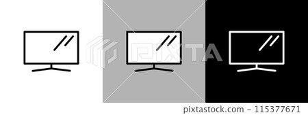 Simple line drawing TV vector icon Simple line drawing TV vector icon 115377671