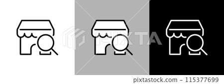 Simple line drawing store locator vector icon 115377699