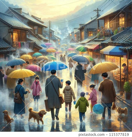 Higashi Chaya district in the rain 115377819