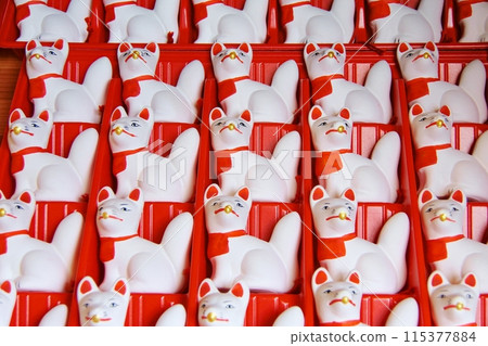 Cute fox fortune slips at Toyokawa Inari Shrine Cute fox fortune slips at Toyokawa Inari Shrine 115377884