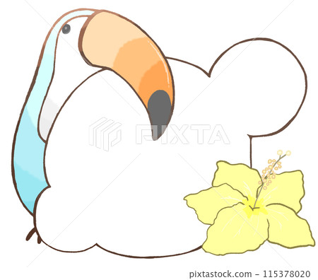 Toucan and hibiscus decorative frame (sky blue) Toucan and hibiscus decorative frame (sky blue) 115378020