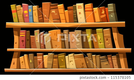 書架上排列著各種書籍 115378105