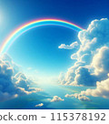 Rainbow over the sky after the rain 115378192