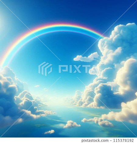 Rainbow over the sky after the rain 115378192