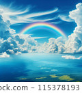 A rainbow over the ocean 115378193