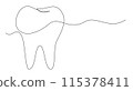 Tooth One line drawing on white background 115378411