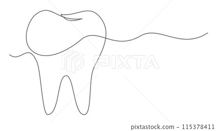 Tooth One line drawing on white background 115378411