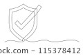 Shield One line drawing on white background 115378412