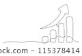 Growing graph One line drawing on white background 115378414