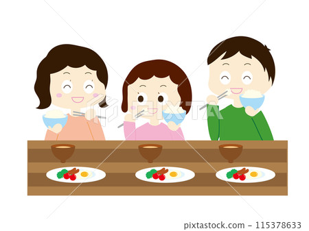 Family eating rice Family eating rice 115378633