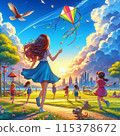 A girl playing 115378672