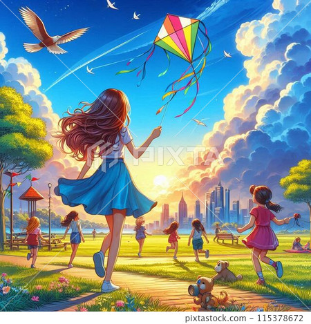 A girl playing 115378672