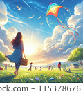 A girl with a balloon 115378676