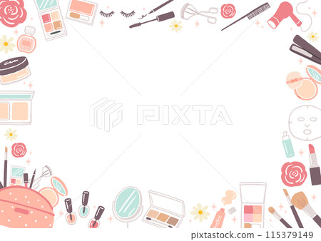 Cute cosmetics - frame illustration of cosmetics Cute cosmetics - frame illustration of cosmetics 115379149
