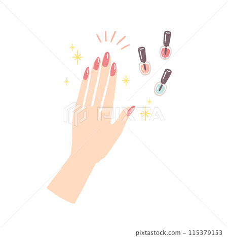 Illustration of a hand with nail manicure 115379153