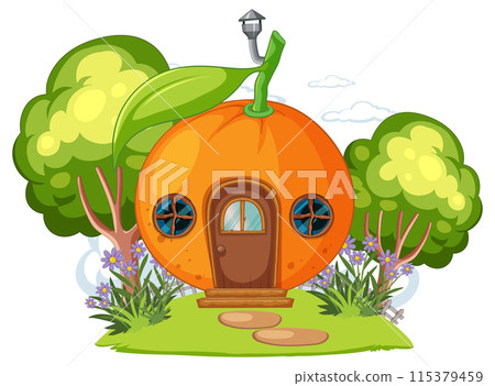 Whimsical Orange House in Nature 115379459